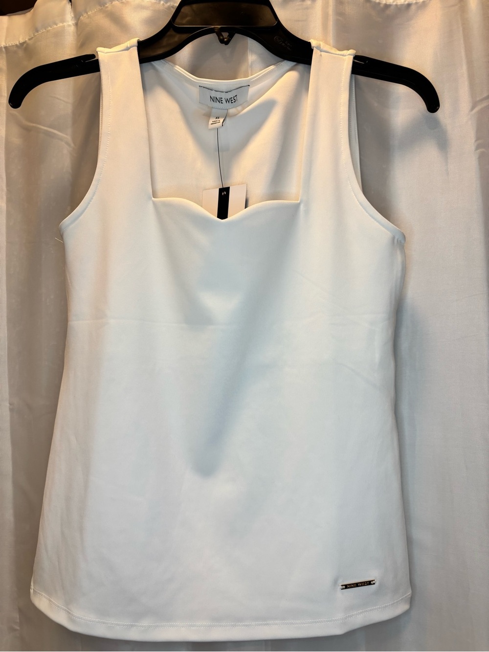 Nine West White Square-Neck Sleeveless Tank